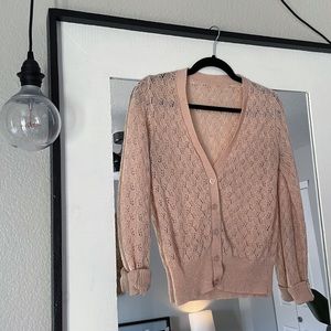 vintage crochet cardigan in blush pink | size XS/S
